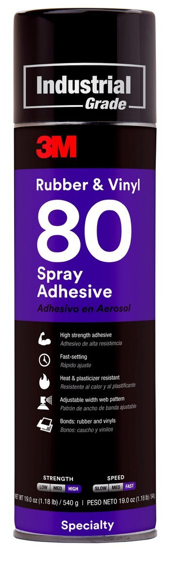 3M™ 021200-82618 Yellow 80 Rubber and Vinyl Spray Adhesive – 539 Gram (19 oz) Aerosol Can