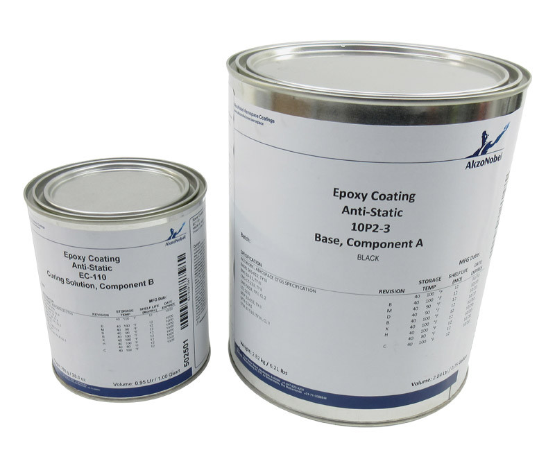 AkzoNobel 10P2-3/EC-110 Flat Black Anti-Static Conductive Epoxy Coating 1 Gallon Kit