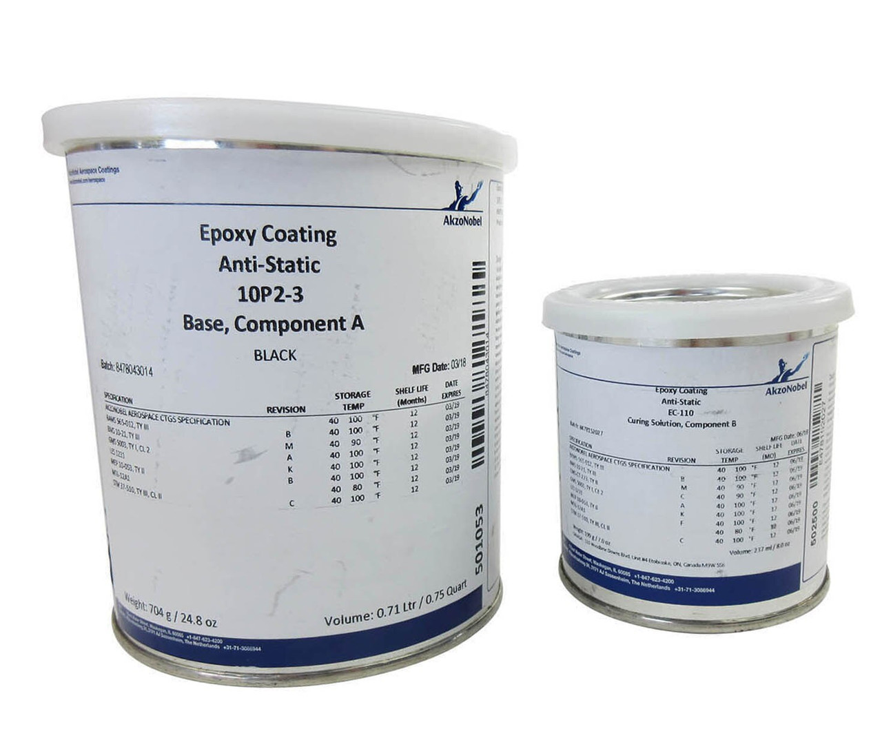 AkzoNobel 10P2-3:EC-110 Flat Black Anti-Static Conductive Epoxy Coating Quart Kit Part No 504964